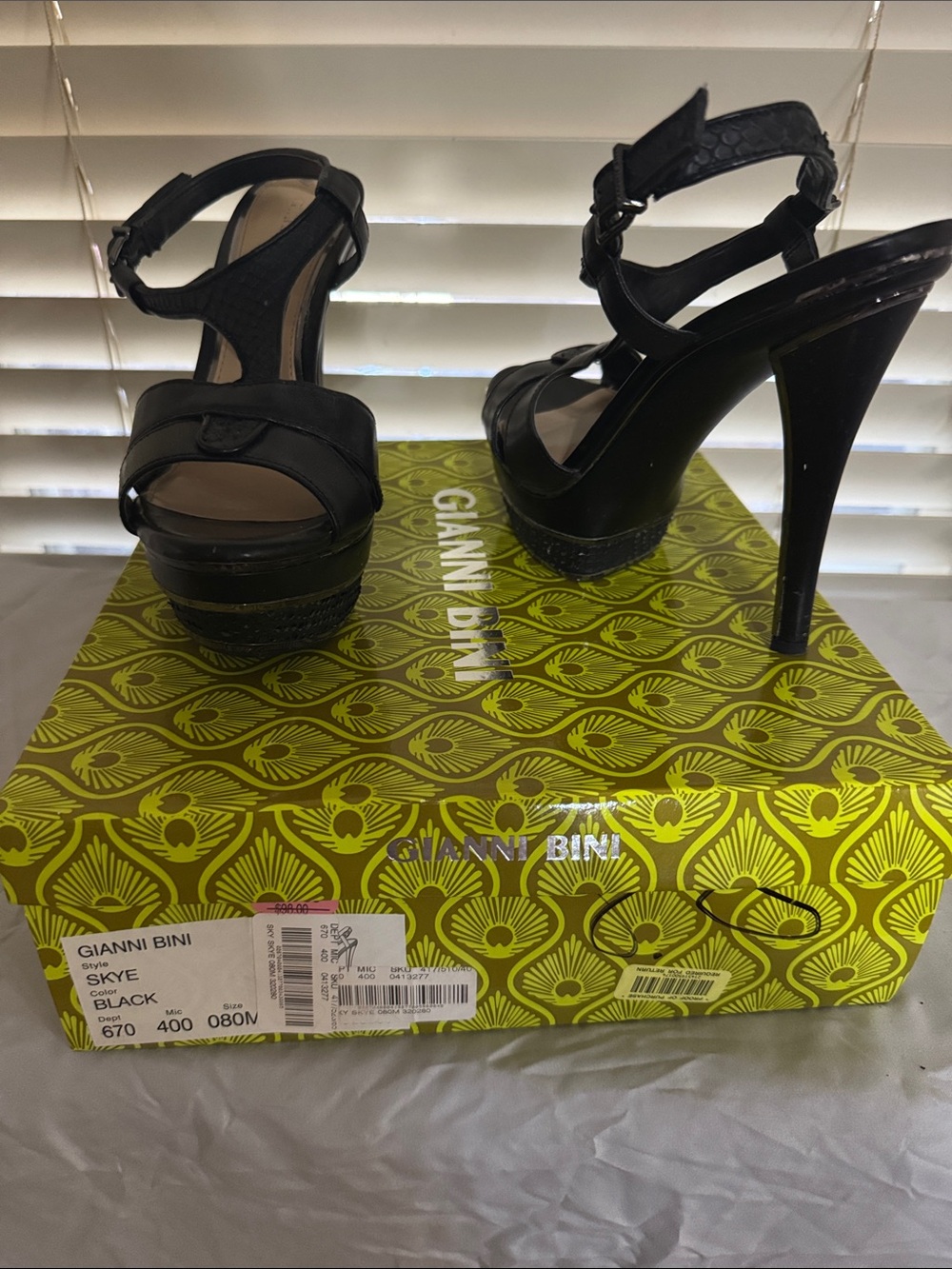 Gianni Bini Black Strappy Platform Stiletto Sandals